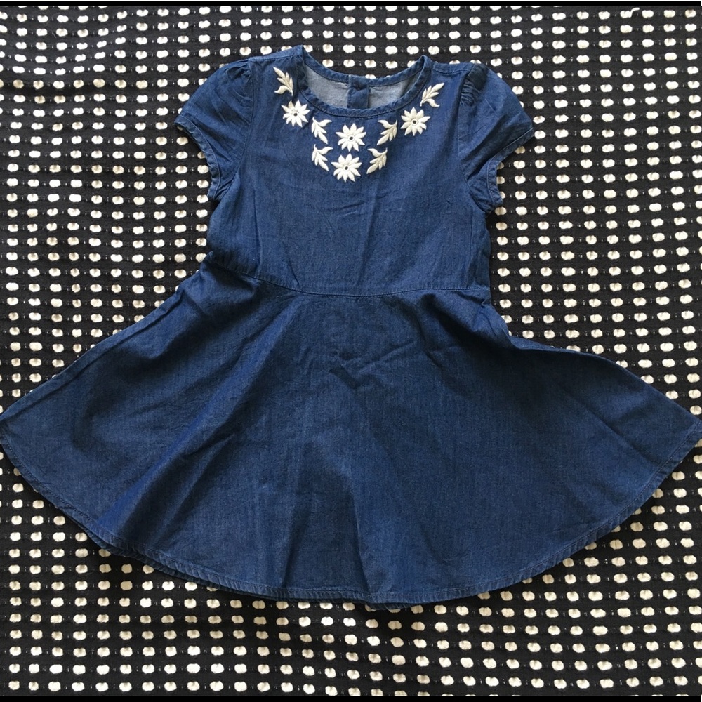 Crazy 8 Denim Dress w/ Embroidered Flowers 3T